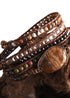Boho Bracelet, RH 5 Layers Leather Wrap Bracelet, Crystal and Natural Stones